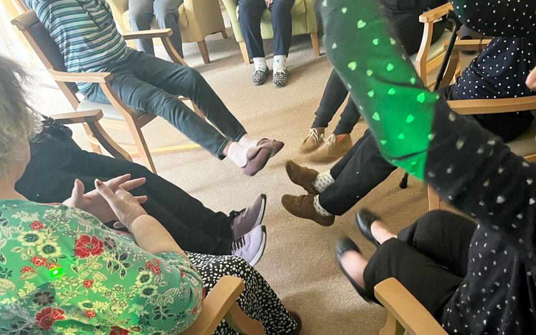 Group yoga session at Lulworth House Residential Care Home