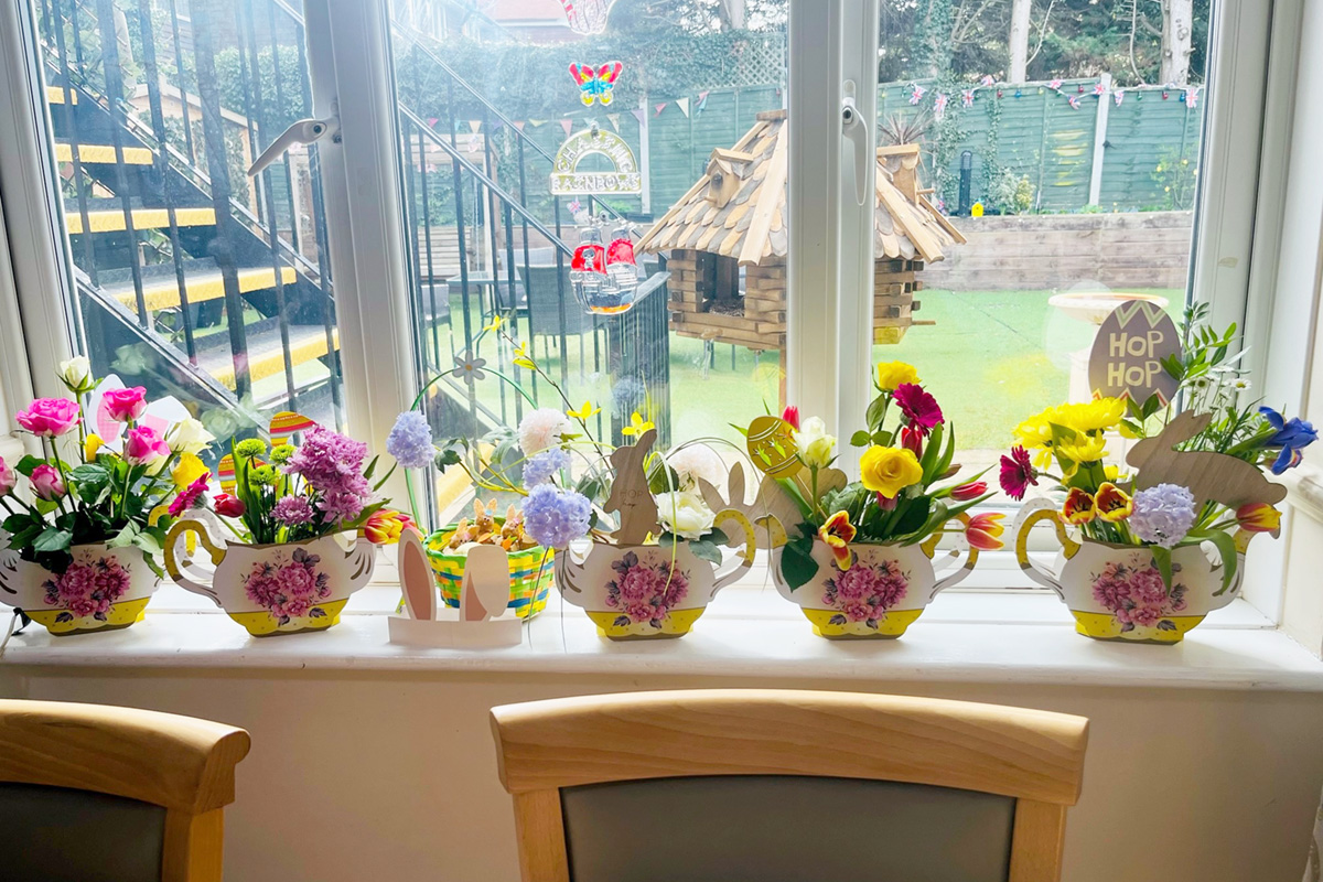 Easter flower displays at Lulworth House Residential Care Home