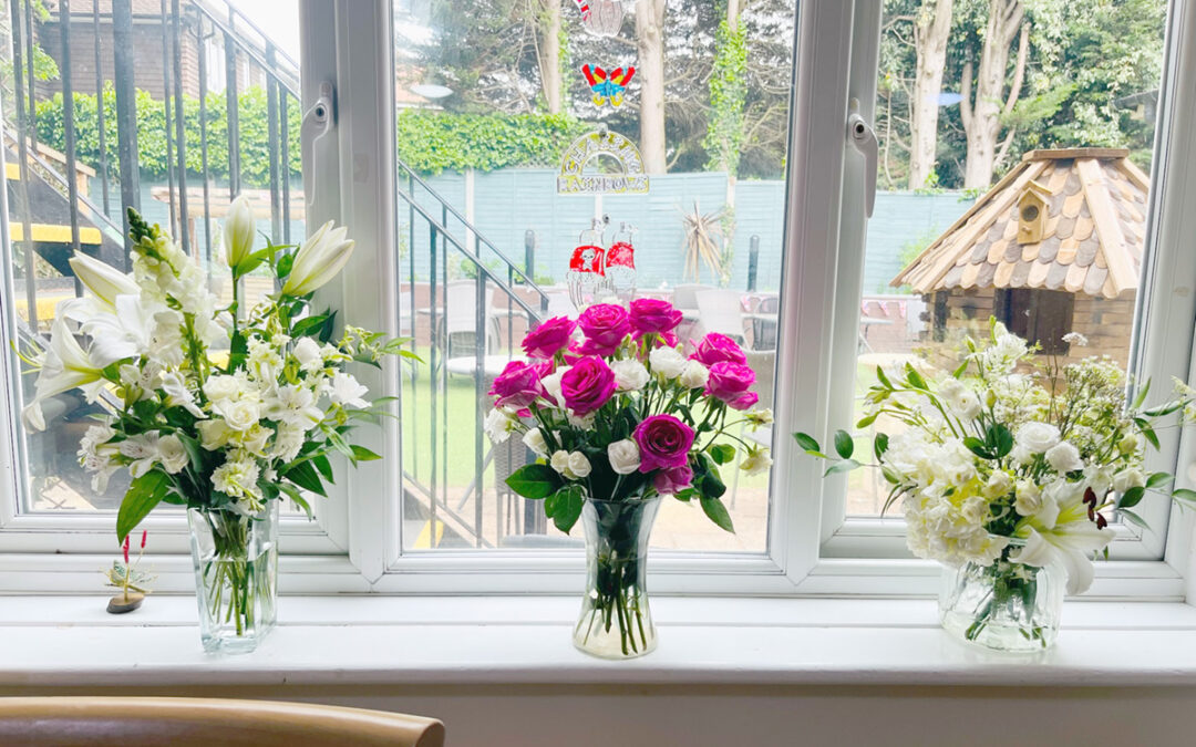 Making floral arrangements at Lulworth House Residential Care Home