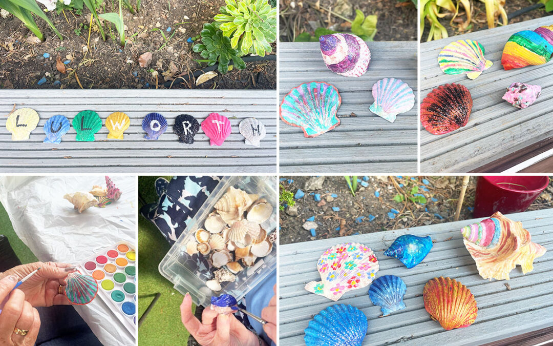 Shell painting fun at Lulworth House Residential Care Home