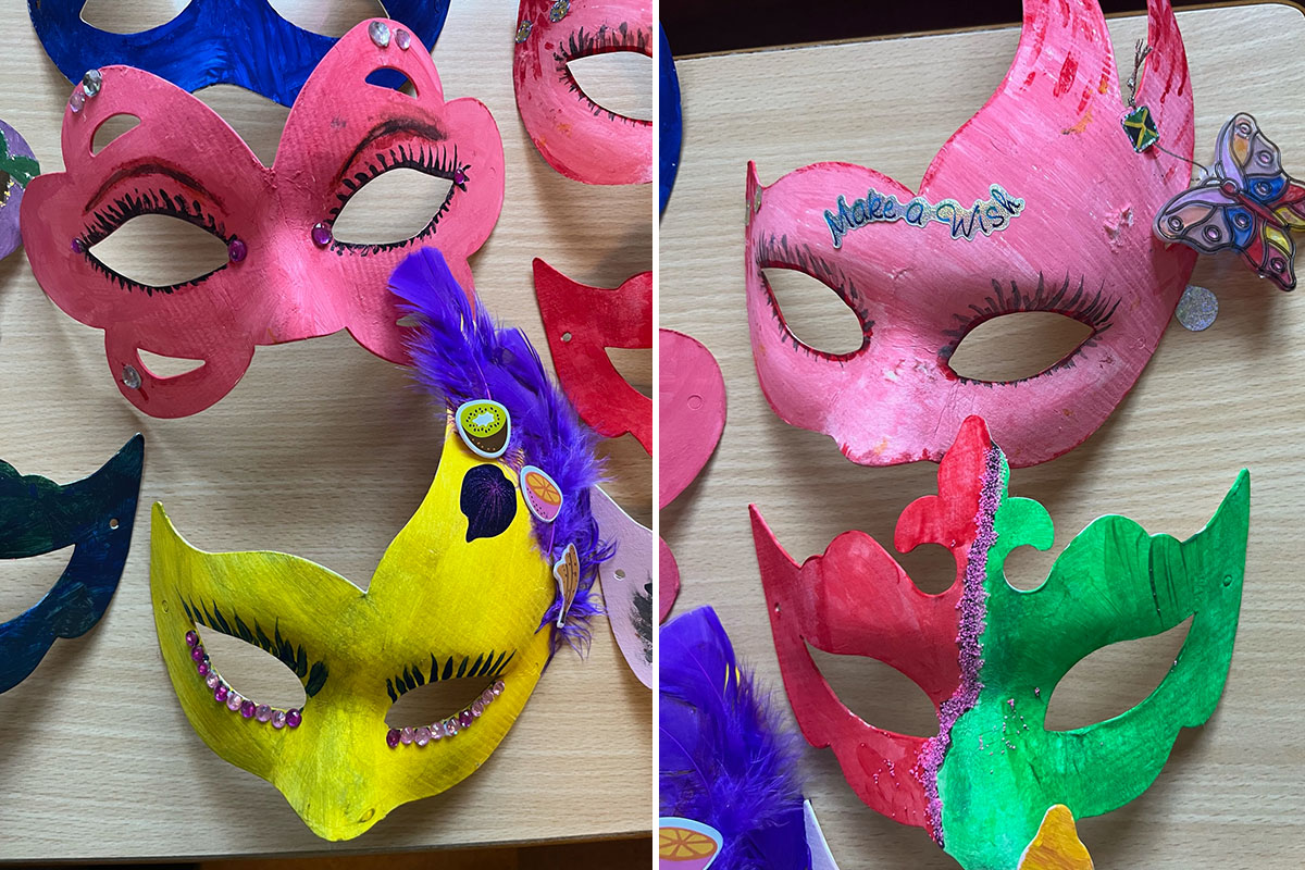 Colourful mask creations at Lulworth House Residential Care Home