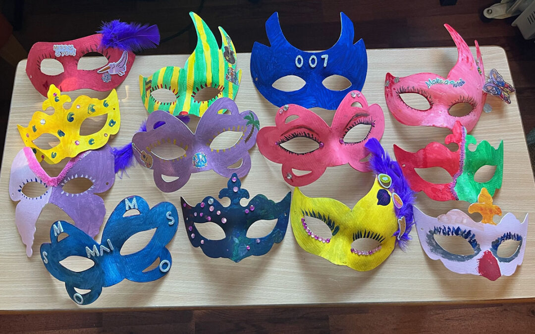 Carnival mask creations at Lulworth House Residential Care Home