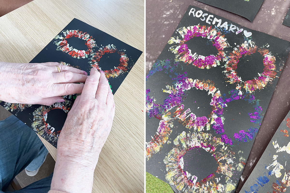 Firework painting at Lulworth House Residential Care Home