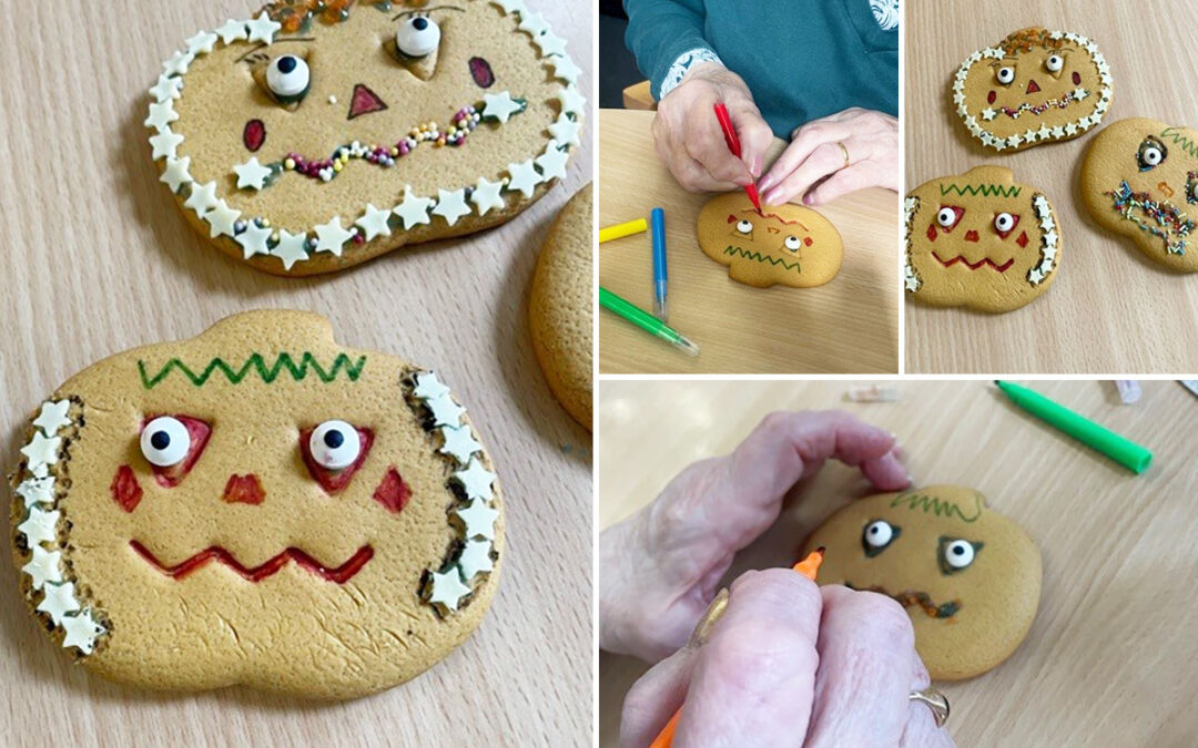Decorating pumpkin biscuits at Lulworth House Residential Care Home