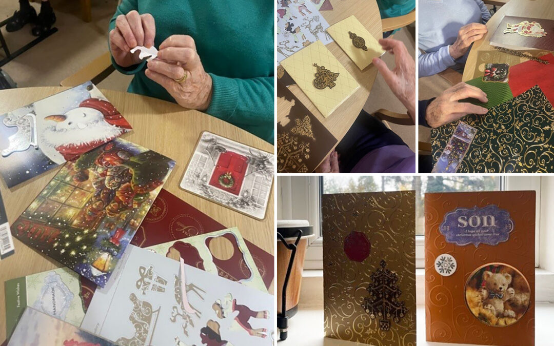 Christmas card crafts at Lulworth House Residential Care Home