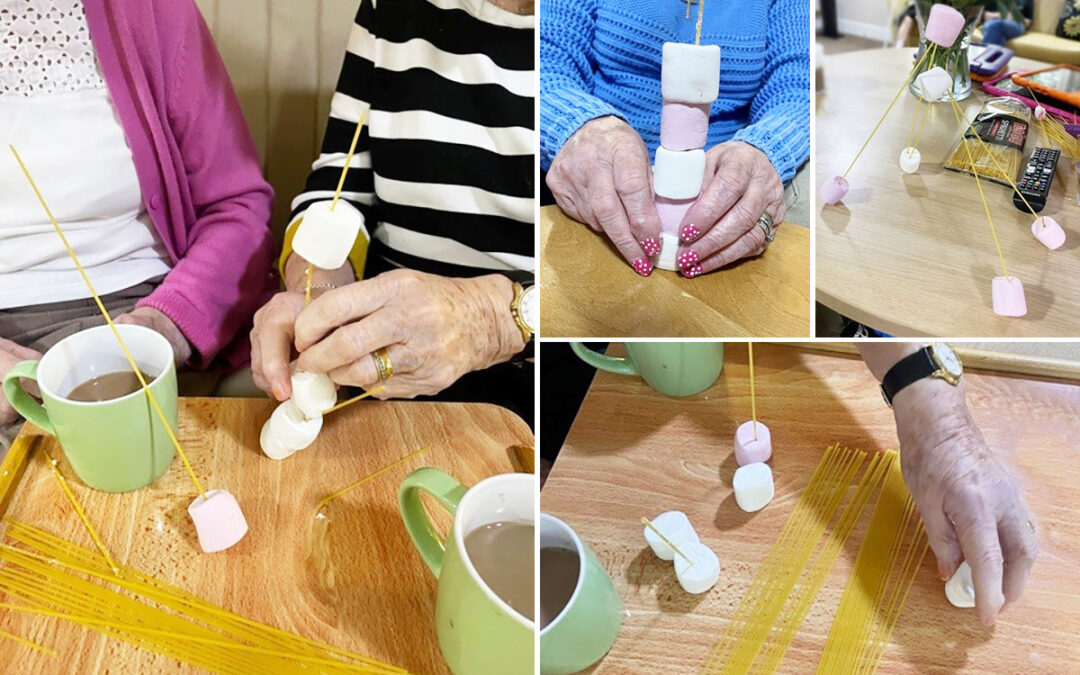 Marshmallow and spaghetti fun at Lulworth House Residential Care Home