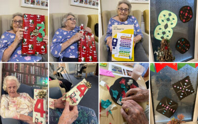 Advent calendar and Christmas snowflakes at Lulworth House Residential Care Home