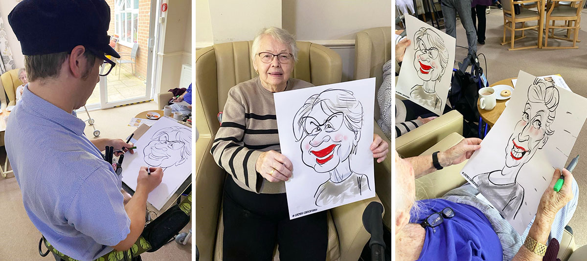 Caricature fun at Lulworth House Residential Care Home