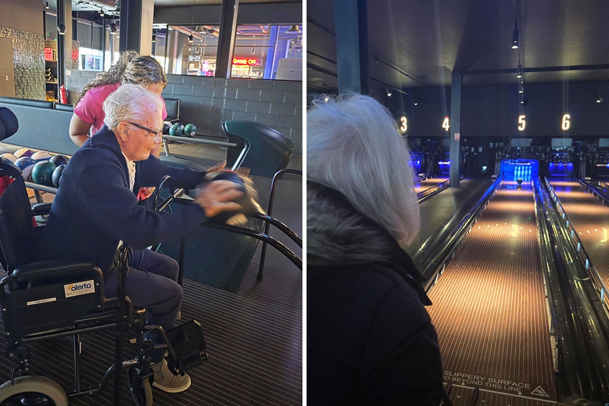 Lulworth House Residential Care Home residents share an afternoon of bowling fun