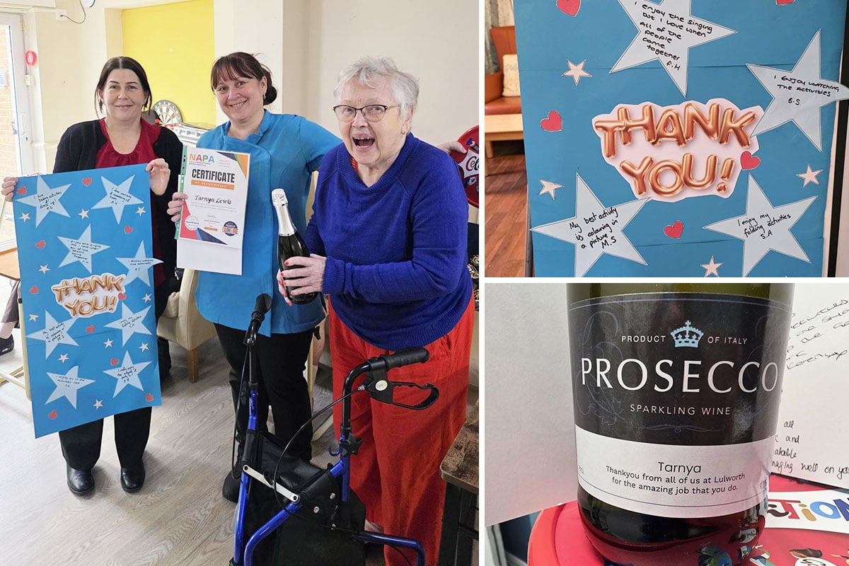 A heartfelt thank you to our Recreation Lead at Lulworth House Residential Care Home